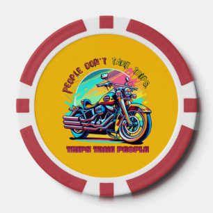 People Don't Take Trips: Vintage Retro Style Bike Poker Chips