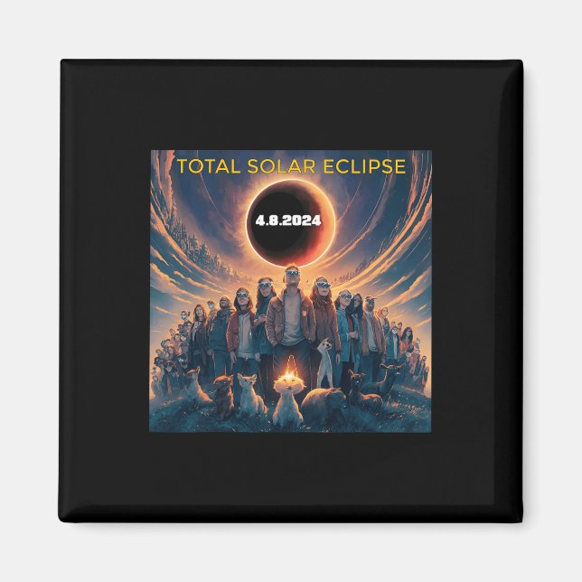 People Eclipse Gles Total Solar Eclipse 2024  Magnet (Front)