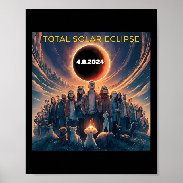 People Eclipse Gles Total Solar Eclipse 2024  Poster (Front)