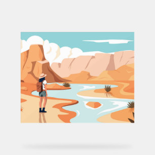 People enjoying landscape acrylic sign