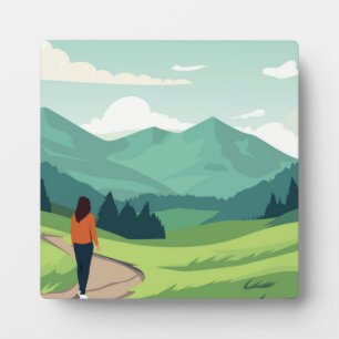 People enjoying landscape plaque