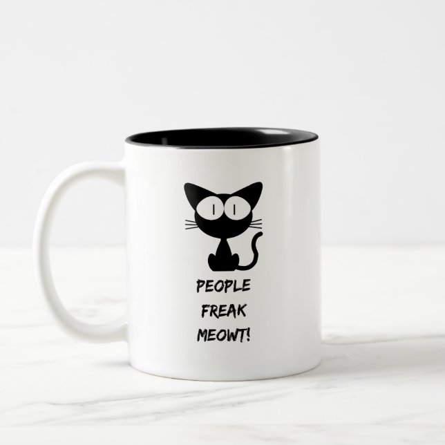 people freak meowt Two-Tone coffee mug (Left)