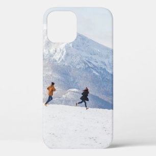 People having fun and running in mountains on the iPhone 12 case