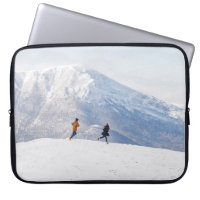 People having fun and running in mountains on the