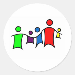 People holding hands classic round sticker