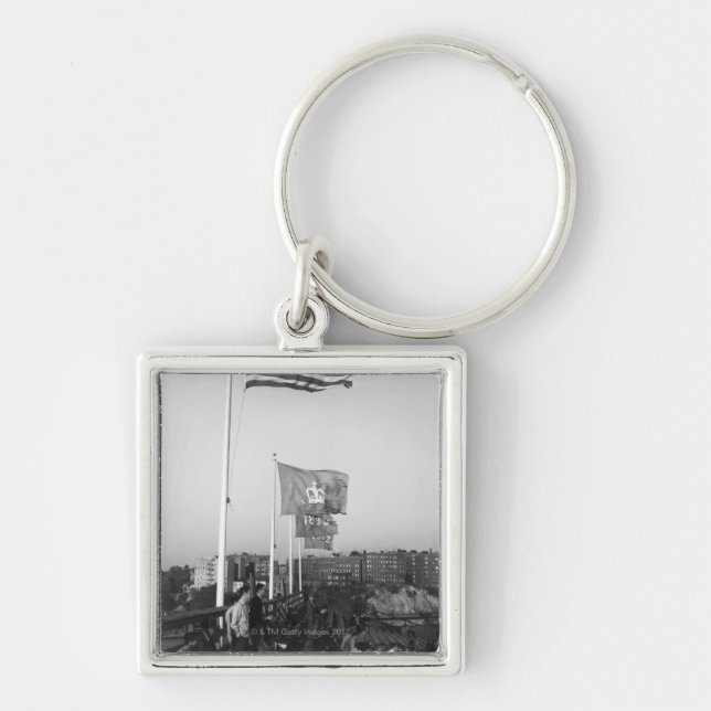 People in Bleachers Key Ring (Front)