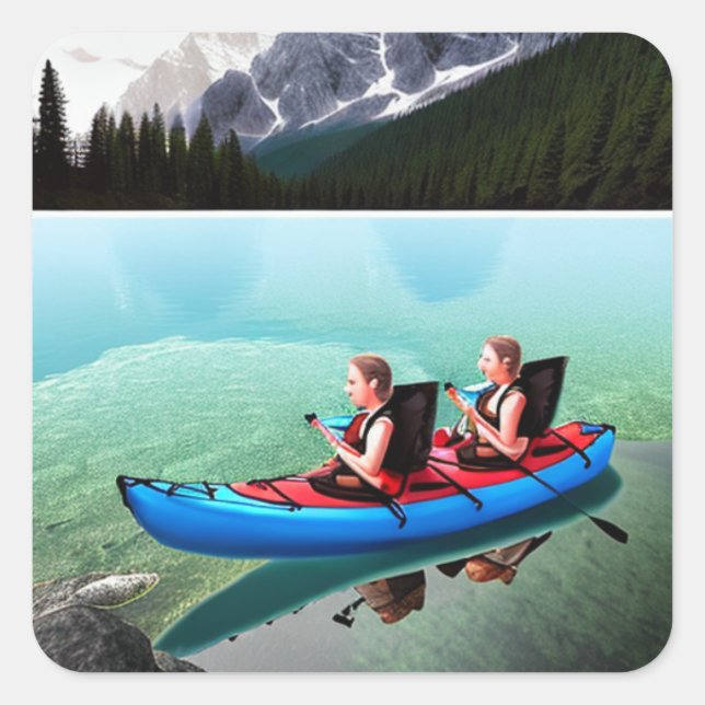 People in Kayak on a big Lake Square Sticker (Front)