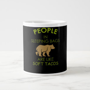 People In Sleeping Bags Green Bear Taco Large Coffee Mug
