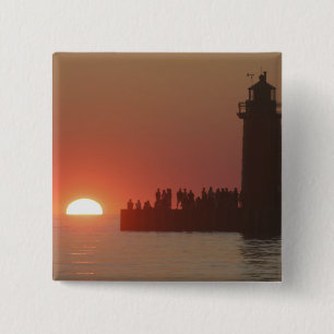 People lighthouse sunset silhouette at South 15 Cm Square Badge