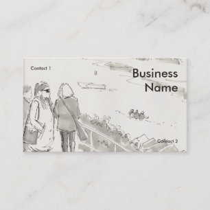 People looking at a beach drawing business card