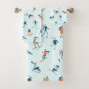 People Moving in the Winter Pattern Bath Towel Set