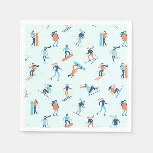 People Moving in the Winter Pattern Napkin