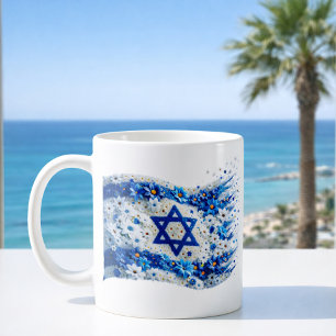 People of Israel flag blossoming in flowers. Mug