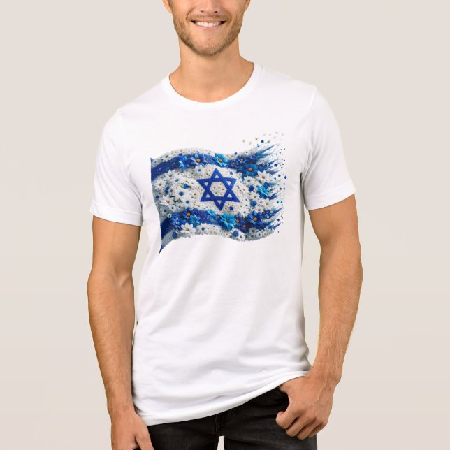 People of Israel Flag blossoming in flowers  Tri-Blend Shirt (Front)