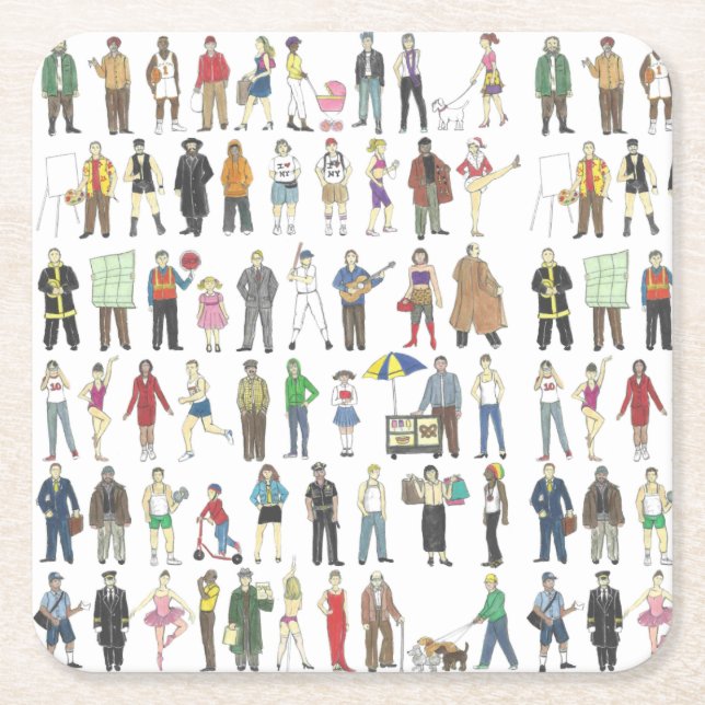 People of NYC New York City Boroughs Citizens Square Paper Coaster (Front)