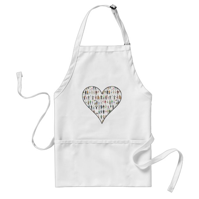 People of NYC New York City Illustrated Heart Standard Apron (Front)