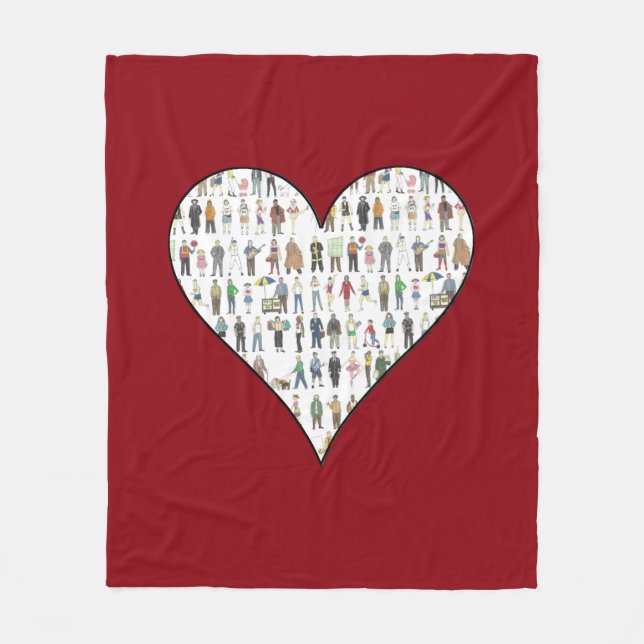 People of NYC Red Heart New York City Citizens Fleece Blanket (Front)