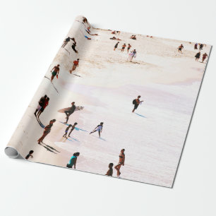 People on beach in the morning wrapping paper