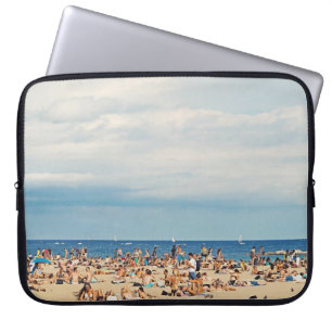 People on brown sand beach laptop sleeve