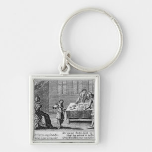 People Playing Backgammon Key Ring