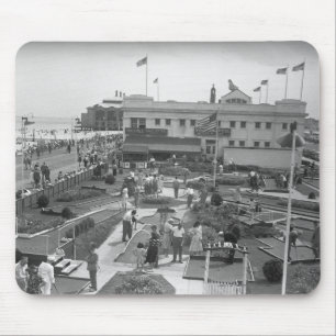 People playing mini golf elevated view B&W Mouse Pad