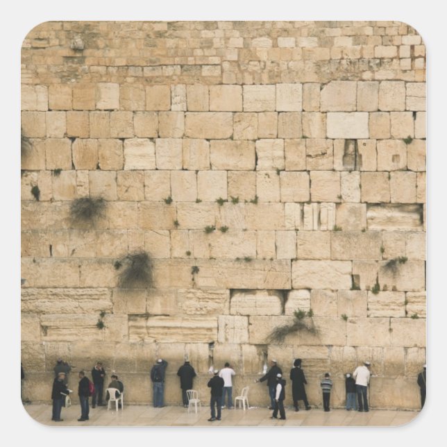 People praying at the wailing wall square sticker (Front)