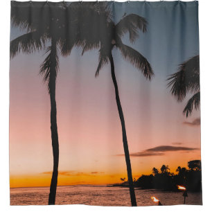 People sitting on beach near sea shower curtain