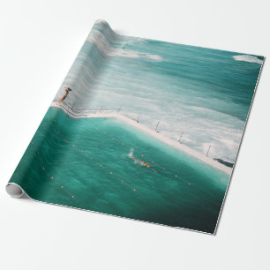 People standing and swimming on swimming pool besi wrapping paper