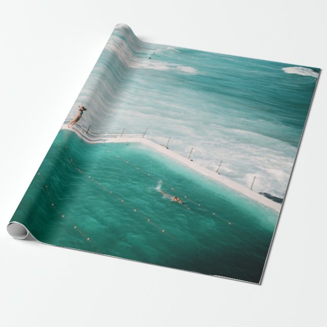 People standing and swimming on swimming pool besi wrapping paper (Unrolled)