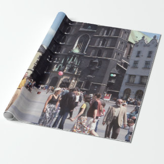 PEOPLE STANDING BESIDE CONCRETE CATHEDRAL WRAPPING PAPER