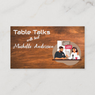 People Talking on Podcast Wood Business Card