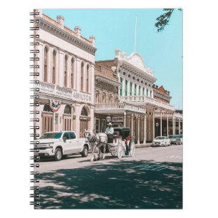 PEOPLE WALKING ON STREET NEAR CARS AND BUILDINGS D NOTEBOOK