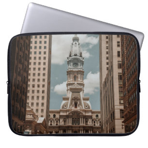 PEOPLE WALKING ON STREET NEAR HIGH RISE BUILDINGS  LAPTOP SLEEVE