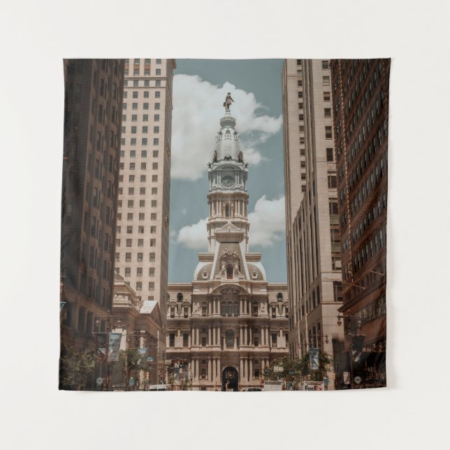 PEOPLE WALKING ON STREET NEAR HIGH RISE BUILDINGS  TAPESTRY (Front)