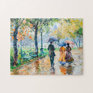 People with umbrellas in the park jigsaw puzzle