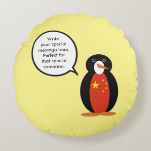 People's Republic China Ms. Penguin Personalised  Round Cushion