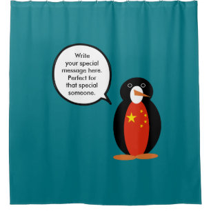 People's Republic China Ms. Penguin Personalised  Shower Curtain