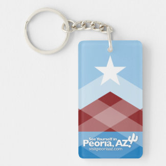 Peoria Flag Keychain, Rectangular Key Ring