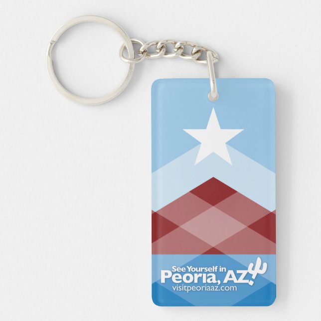 Peoria Flag Keychain, Rectangular Key Ring (Front)