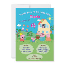 Pepa Pig Theme invitaion. Kids party.