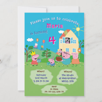 Pepa Pig Theme invitaion. Kids party. Invitation