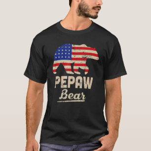 Pepaw Bear American Flag Distress  For Men T-Shirt