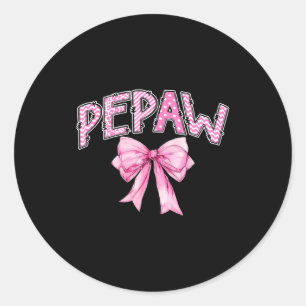 Pepaw birthday girl matching coquette pink bow classic round sticker