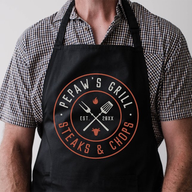 Pepaw's Grill Personalised Year Established Apron (Creator Uploaded)