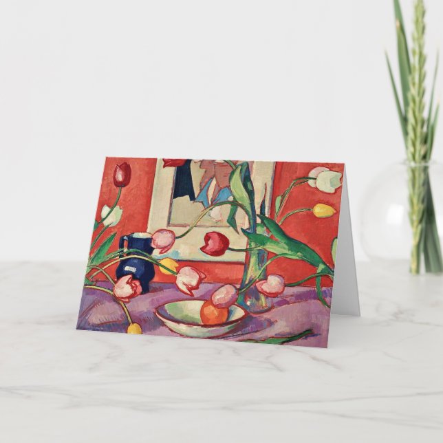 Peploe - Tulips, The Blue Jug, Card (Front)