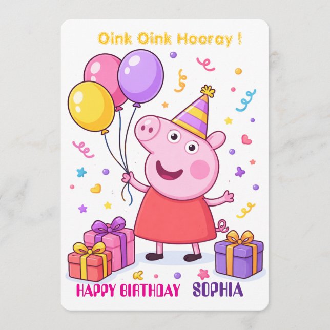Peppa Pig Birthday Card for Kids | Personalised (Front)