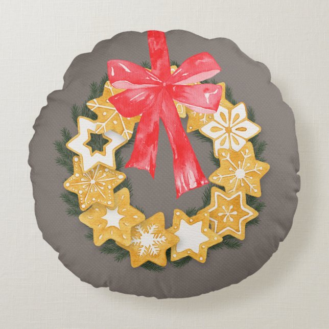 Pepparkakor Christmas Round Cushion (Front)
