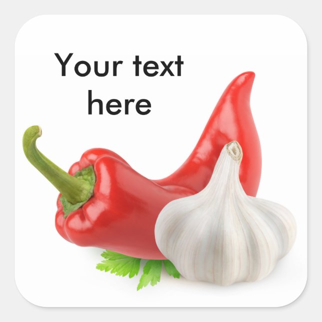 Pepper and garlic square sticker (Front)