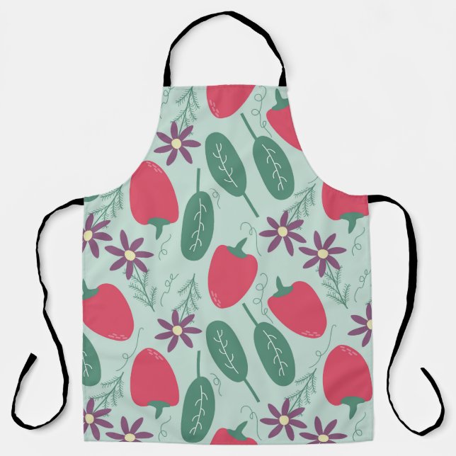 pepper and spinach pattern apron (Front)