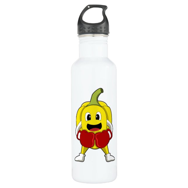 Pepper as Boxer with Boxing gloves 710 Ml Water Bottle (Front)